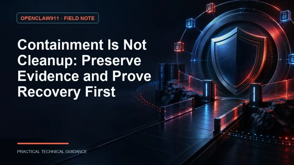 Containment Is Not Cleanup: Preserve Evidence and Prove Recovery First