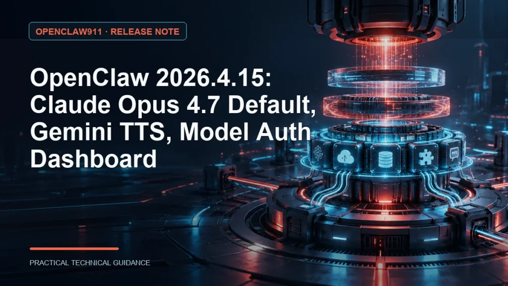 OpenClaw 2026.4.15: Claude Opus 4.7 Default, Gemini TTS, Model Auth Dashboard