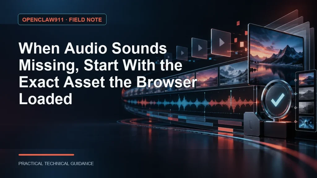When Audio Sounds Missing, Start With the Exact Asset the Browser Loaded